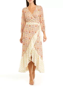 Hot Sale 🌟 Biltmore® 👩 Women's 3/4 Sleeve Wrap Maxi 👗 Dress ⭐