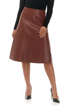 Coupon ⌛ Biltmore® 👩 Women's Faux Leather Midi 👗 Skirt 😀