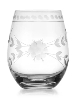 Discount 🥰 Biltmore® Spring Fleur Set of 4 Etched Stemless Wine Glasses 🧨 -Biltmore® Sales Store Belk 289