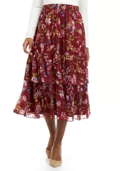 Flash Sale 😍 Biltmore® 👩 Women's Tiered Chiffon Midi 👗 Skirt 💯 -Biltmore® Sales Store Belk 444