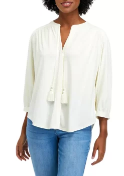 Top 10 😍 Biltmore® 👩 Women's 3/4 Sleeve Tie Knit Peasant Blouse 🧨