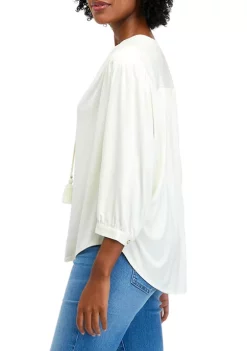 Top 10 😍 Biltmore® 👩 Women's 3/4 Sleeve Tie Knit Peasant Blouse 🧨 -Biltmore® Sales Store Belk 675