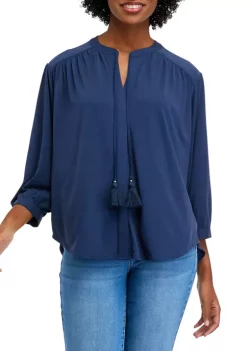 Top 10 😍 Biltmore® 👩 Women's 3/4 Sleeve Tie Knit Peasant Blouse 🧨 -Biltmore® Sales Store Belk 677