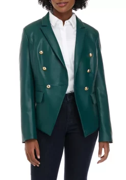 Discount 🤩 Biltmore® 👩 Women's Faux Leather Double Breasted Blazer 🤩 -Biltmore® Sales Store Belk 696