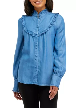 Top 10 👍 Biltmore® 👩 Women's Long Sleeve Ruffle Yoke Blouse 👏
