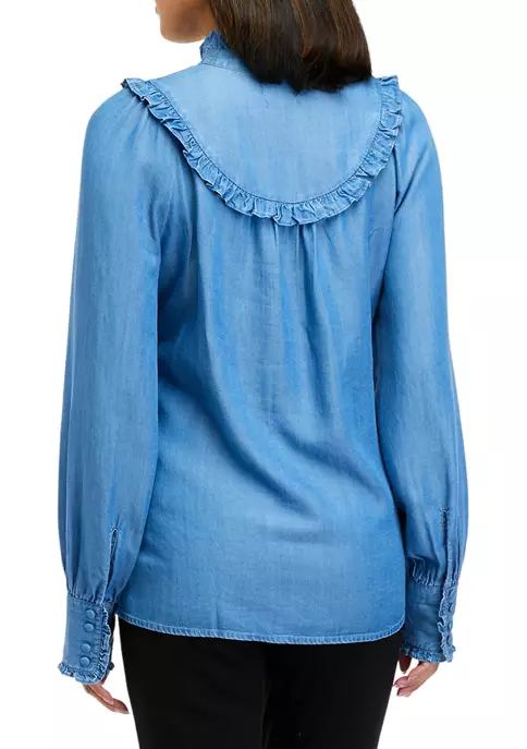 Top 10 👍 Biltmore® 👩 Women's Long Sleeve Ruffle Yoke Blouse 👏 4 Top 10 👍 Biltmore® 👩 Women's Long Sleeve Ruffle Yoke Blouse 👏 - Image 2