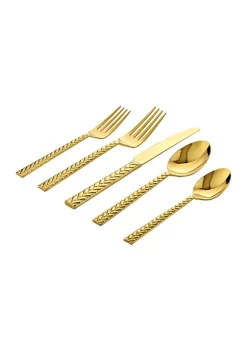 Outlet 🤩 Biltmore® Gold Braided Handle 20 Piece Flatware Set ✨