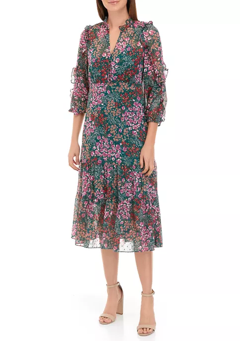 Brand new 🛒 Biltmore® 👩 Women's 3/4 Sleeve Ruffle Midi 👗 Dress 😉 3 Brand new 🛒 Biltmore® 👩 Women's 3/4 Sleeve Ruffle Midi 👗 Dress 😉