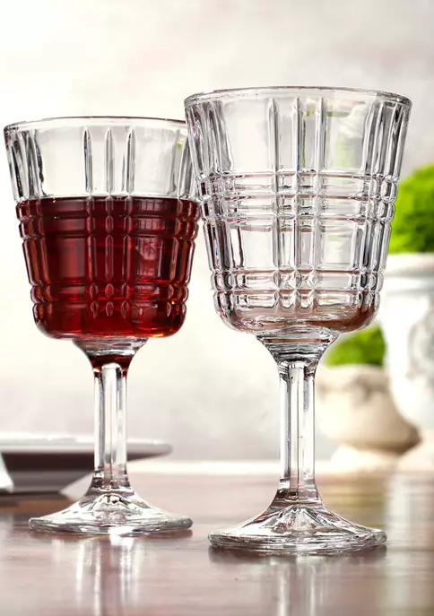New ✔️ Biltmore® Plaid Goblets - Set of 4 👏 4 New ✔️ Biltmore® Plaid Goblets - Set of 4 👏 - Image 2