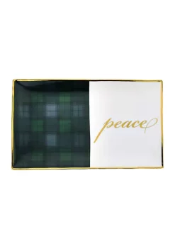 Flash Sale 🛒 Biltmore® Navy & Green Tartan Peace Small Rectangular Tray ❤️